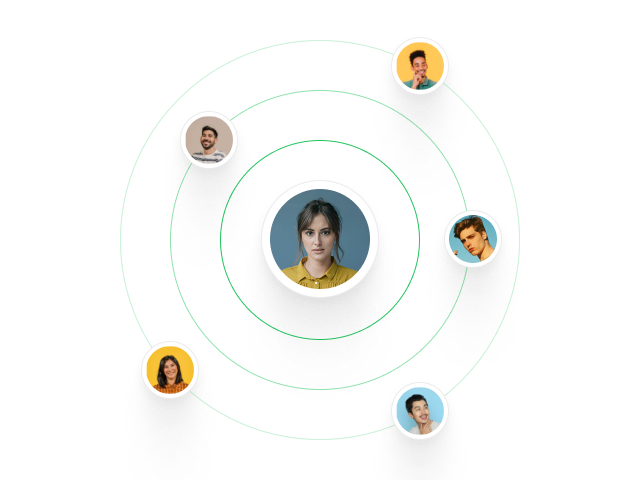 One profile at the centre of widening rings of other people it has reached.