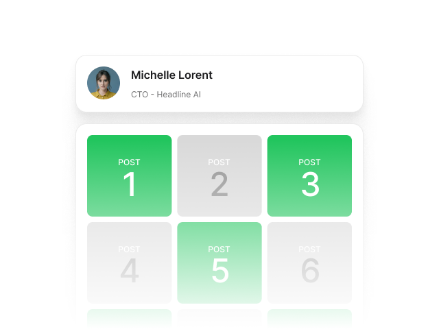 A run of six numbered posts for one account, three of them live.