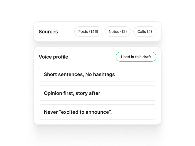 A voice profile listing rules taken from the account holder&rsquo;s own posts.