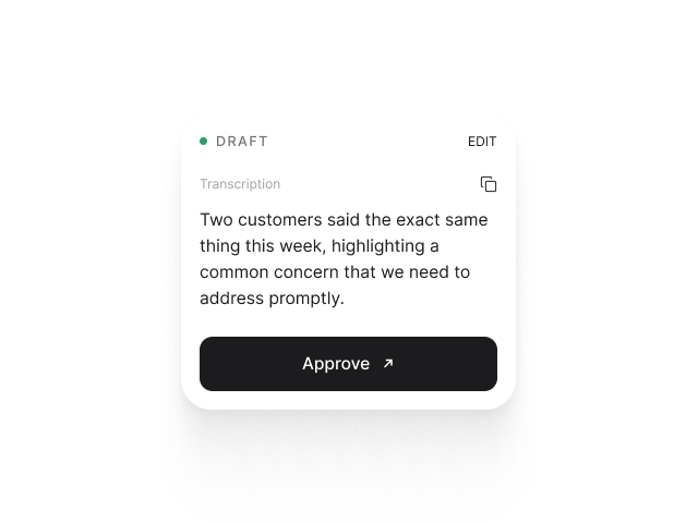 A draft post in the dashboard, marked Draft, with Edit and Approve controls.